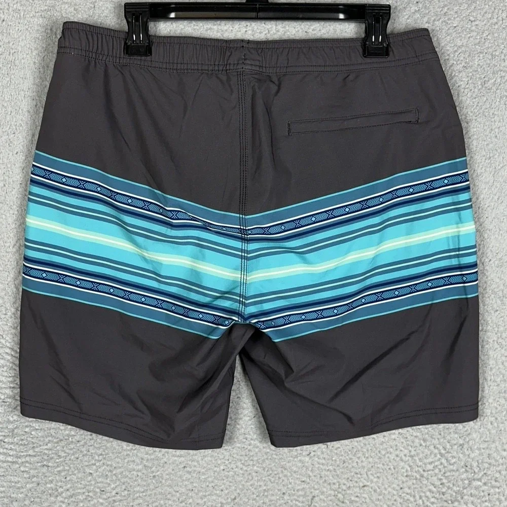 Toes on the Nose Swim Trunks Mens Large Gray Blue Stretch Surf Board Shorts EUC